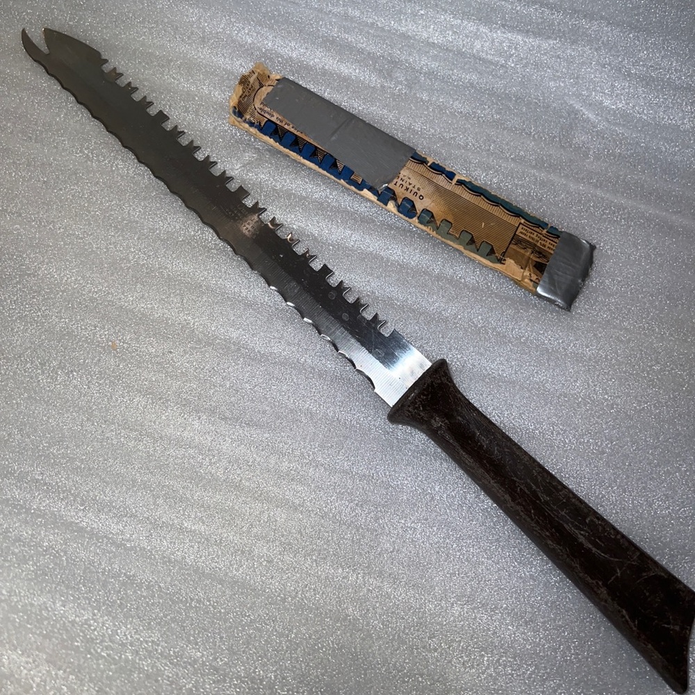 Vintage Quikut Carve & Serve Fork Tip Knife Stainless Double Edge Serrated USA